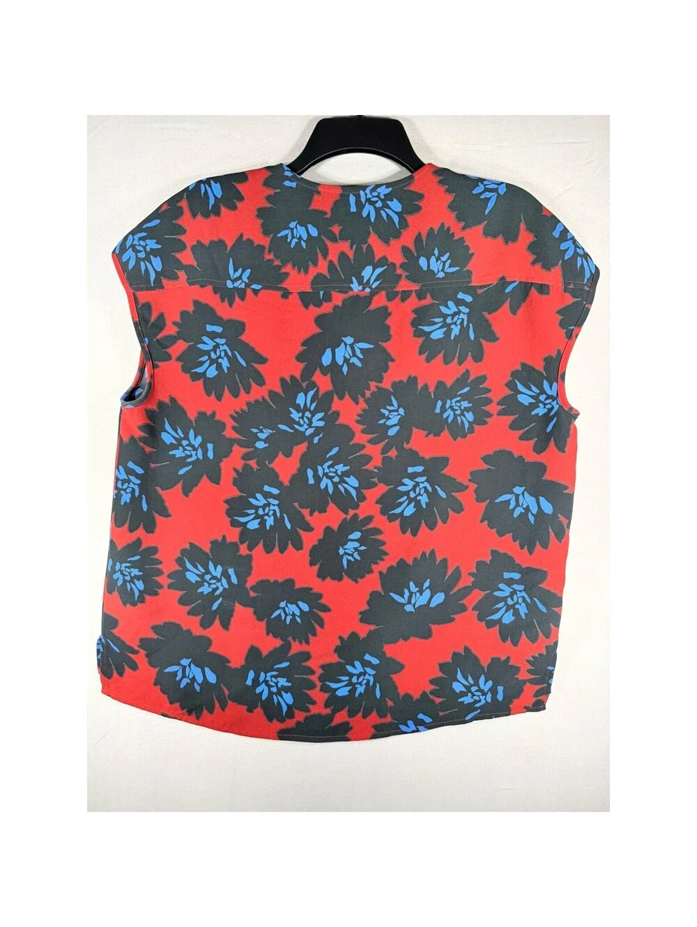 J.Crew Womens Red Black Blue Floral Keyhole Sleeveless Blouse Top Size 8
